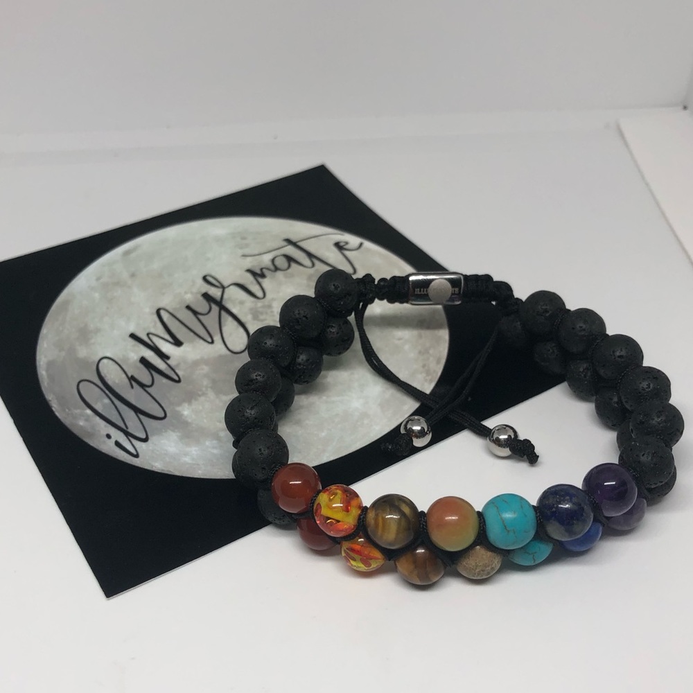 Natural 7-Chakra Lava Gemstone Bracelet